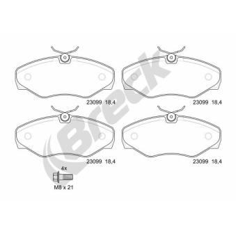 Jeu de 4 plaquettes de frein avant BRECK OEM 4414021