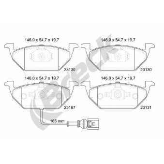 Jeu de 4 plaquettes de frein avant BRECK OEM 1J0698151B