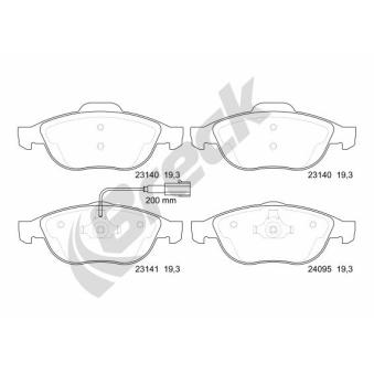 Jeu de 4 plaquettes de frein avant BRECK OEM 77362225