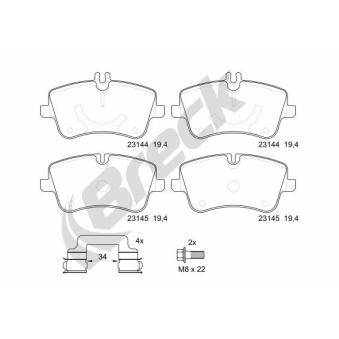 Jeu de 4 plaquettes de frein avant BRECK OEM A0064206220