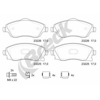 Jeu de 4 plaquettes de frein avant BRECK [23225 00 702 10]