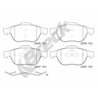 Jeu de 4 plaquettes de frein avant BRECK OEM 8671000730