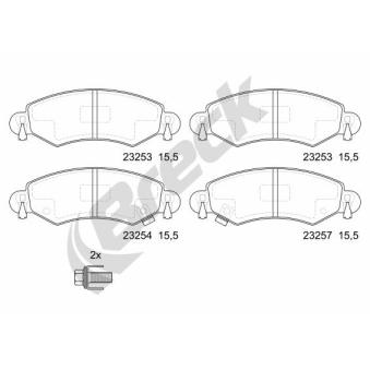 Jeu de 4 plaquettes de frein avant BRECK OEM 1605976