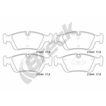 Jeu de 4 plaquettes de frein avant BRECK OEM 34111161446