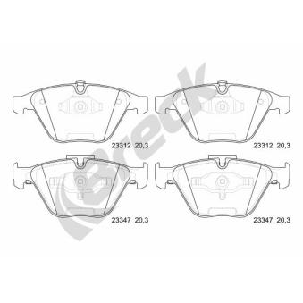Jeu de 4 plaquettes de frein avant BRECK OEM 34116767580