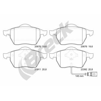 Jeu de 4 plaquettes de frein avant BRECK OEM 8N0698151A