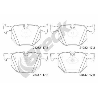 Jeu de 4 plaquettes de frein arrière BRECK OEM 34216761285 Jeu de 4 plaquettes de frein arrière BRECK OEM 34216761285