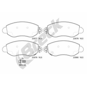 Jeu de 4 plaquettes de frein avant BRECK OEM 1135167 Jeu de 4 plaquettes de frein avant BRECK OEM 1135167