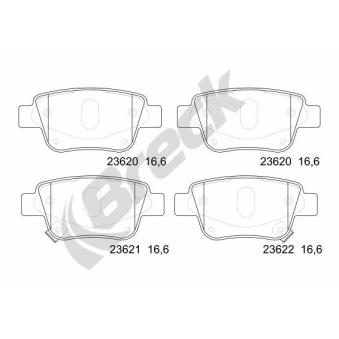 Jeu de 4 plaquettes de frein arrière BRECK OEM 0446605010