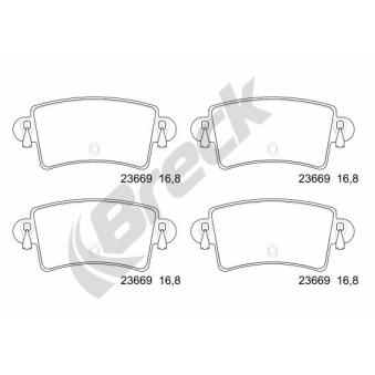 Jeu de 4 plaquettes de frein arrière BRECK OEM 93173182 Jeu de 4 plaquettes de frein arrière BRECK OEM 93173182