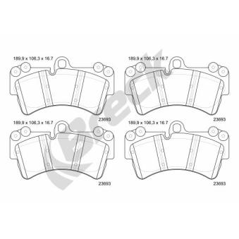 Jeu de 4 plaquettes de frein avant BRECK OEM 4L0698151C Jeu de 4 plaquettes de frein avant BRECK OEM 4L0698151C