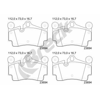 Jeu de 4 plaquettes de frein arrière BRECK OEM 95535293903