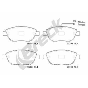 Jeu de 4 plaquettes de frein avant BRECK OEM 77362195 Jeu de 4 plaquettes de frein avant BRECK OEM 77362195