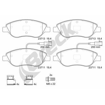 Jeu de 4 plaquettes de frein avant BRECK OEM 77362196