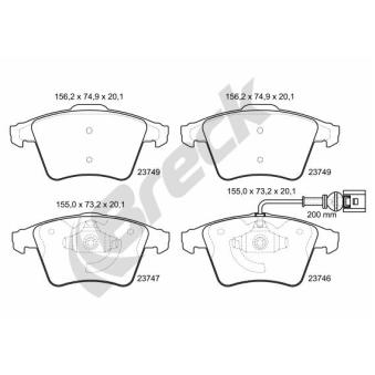 Jeu de 4 plaquettes de frein avant BRECK OEM 7H0698151D