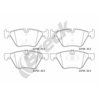 Jeu de 4 plaquettes de frein avant BRECK OEM 34112339267