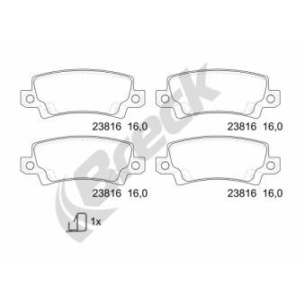 Jeu de 4 plaquettes de frein arrière BRECK OEM 0446602110