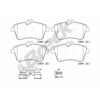 Jeu de 4 plaquettes de frein avant BRECK OEM A1694200820