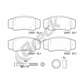 Jeu de 4 plaquettes de frein arrière BRECK OEM 425247
