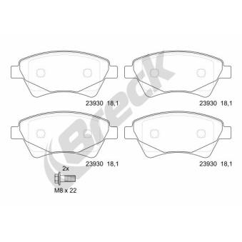 Jeu de 4 plaquettes de frein avant BRECK OEM 7701207672
