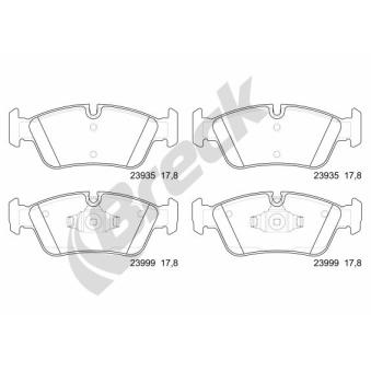 Jeu de 4 plaquettes de frein avant BRECK OEM 34116767147