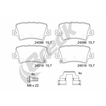 Jeu de 4 plaquettes de frein arrière BRECK OEM 43022SMGE00
