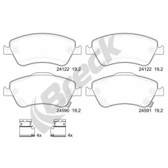 Jeu de 4 plaquettes de frein avant BRECK OEM 0446502170