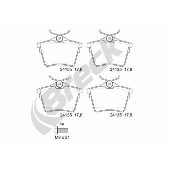 Jeu de 4 plaquettes de frein arrière BRECK OEM 425279