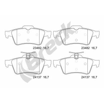 Jeu de 4 plaquettes de frein arrière BRECK OEM 1647876080