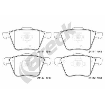 Jeu de 4 plaquettes de frein avant BRECK OEM 30769125