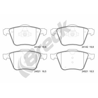 Jeu de 4 plaquettes de frein avant BRECK OEM 1423389