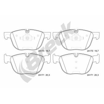 Jeu de 4 plaquettes de frein avant BRECK OEM 34116778403