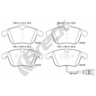 Jeu de 4 plaquettes de frein avant BRECK OEM 5N0698151