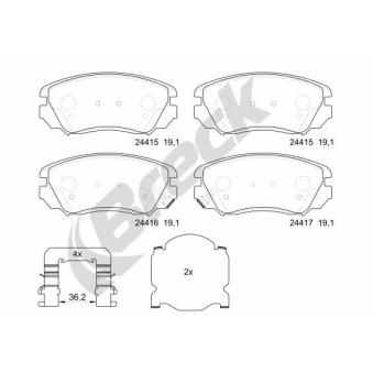 Jeu de 4 plaquettes de frein avant BRECK OEM 22959105
