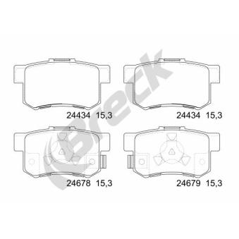 Jeu de 4 plaquettes de frein arrière BRECK OEM 43022TP6A00