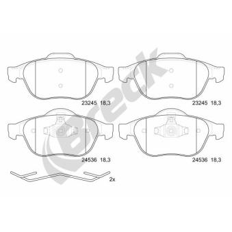Jeu de 4 plaquettes de frein avant BRECK OEM 8660004734