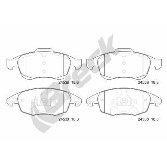 Jeu de 4 plaquettes de frein avant BRECK OEM 425425 Jeu de 4 plaquettes de frein avant BRECK OEM 425425