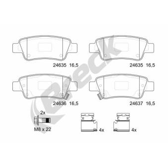 Jeu de 4 plaquettes de frein arrière BRECK OEM 43022SWWG01
