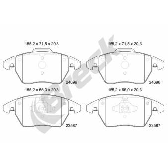 Jeu de 4 plaquettes de frein avant BRECK OEM 8X0698151