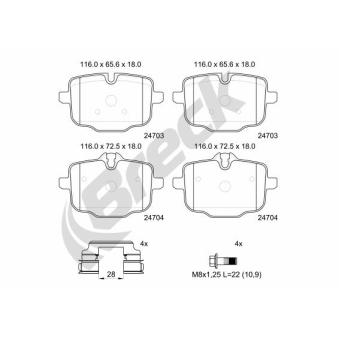 Jeu de 4 plaquettes de frein avant BRECK OEM 34216892642
