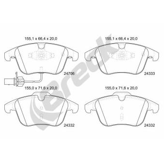 Jeu de 4 plaquettes de frein avant BRECK OEM 8K0698151A