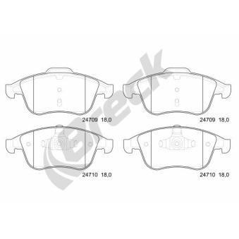 Jeu de 4 plaquettes de frein avant BRECK OEM 410605055R