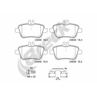 Jeu de 4 plaquettes de frein arrière BRECK OEM 0074209620