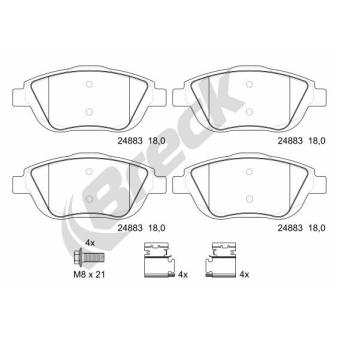 Jeu de 4 plaquettes de frein avant BRECK OEM 1611837880