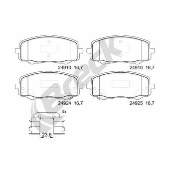 Jeu de 4 plaquettes de frein avant BRECK OEM 581011JA60