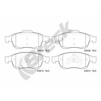 Jeu de 4 plaquettes de frein avant BRECK 24914 00 701 00