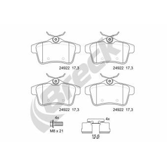 Jeu de 4 plaquettes de frein arrière BRECK OEM 1608520680