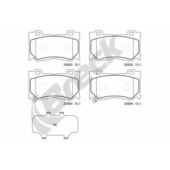 Jeu de 4 plaquettes de frein avant BRECK OEM D1060JL00E