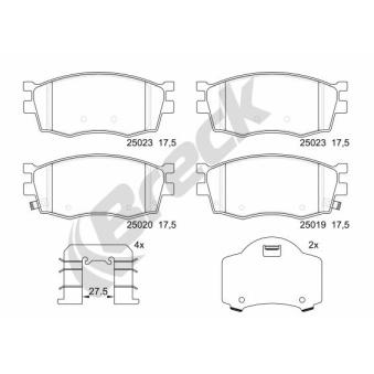 Jeu de 4 plaquettes de frein avant BRECK OEM 581011JA10