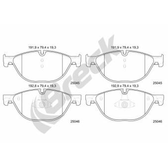 Jeu de 4 plaquettes de frein avant BRECK OEM 34116775322
